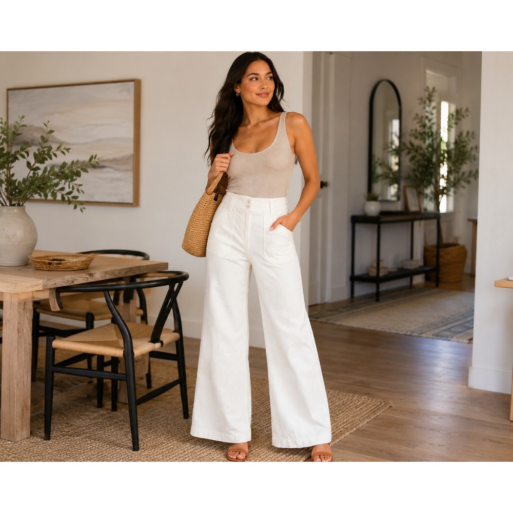 MAEVE by ANTHROPOLOGIE The Naomi Wide Wide Leg‎ Flare Pants Size 6 - Picture 3 of 5
